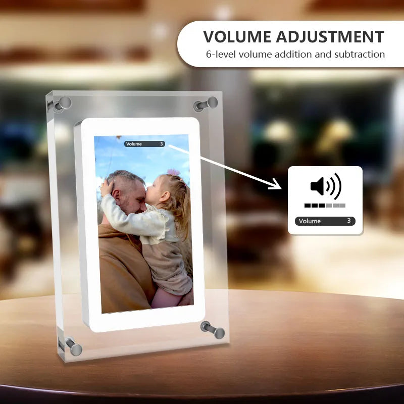 Cut Gift Acrylic Digitial Photo Frame 5 inch IPS Screen 1000amh Battery 2G Memory Volume button  support video picture play
