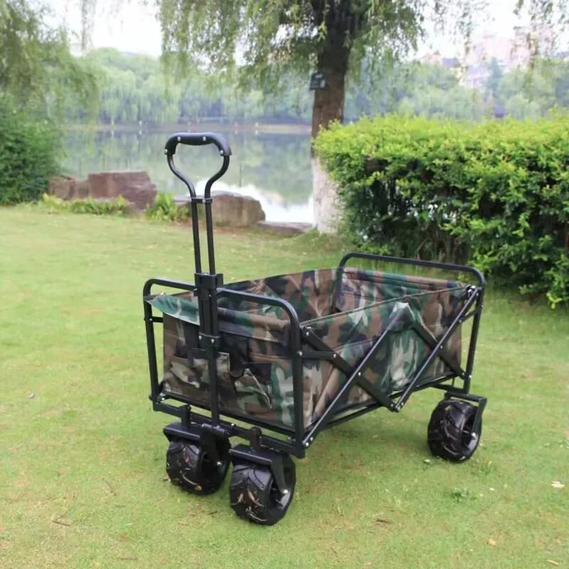 Outdoor Camp Car Home Shopping Cart Portable Foldable Trolley Camping Car 7 Inch Pull Goods Stall Trolley
