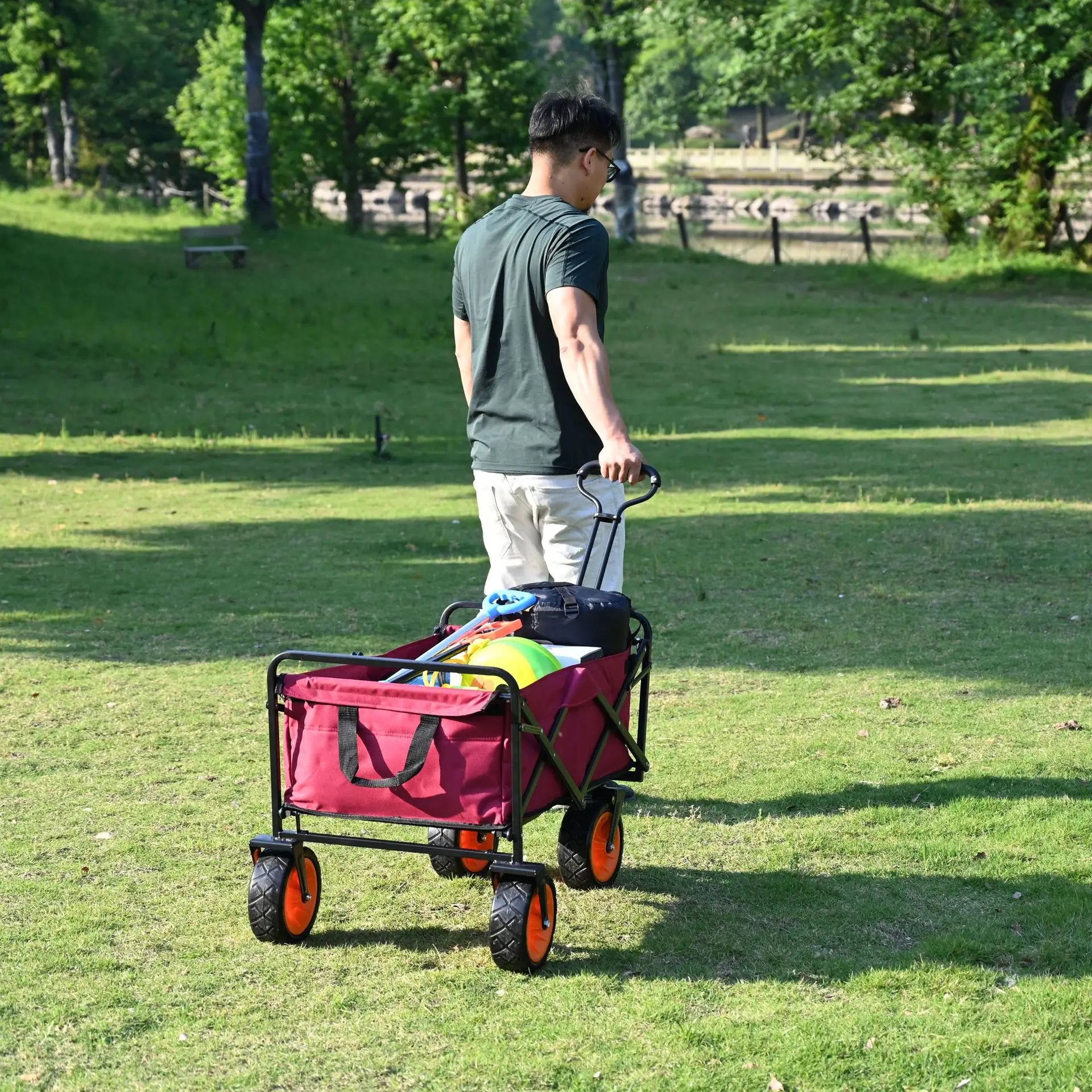 Outdoor Camp Car Home Shopping Cart Portable Foldable Trolley Camping Car 7 Inch Pull Goods Stall Trolley
