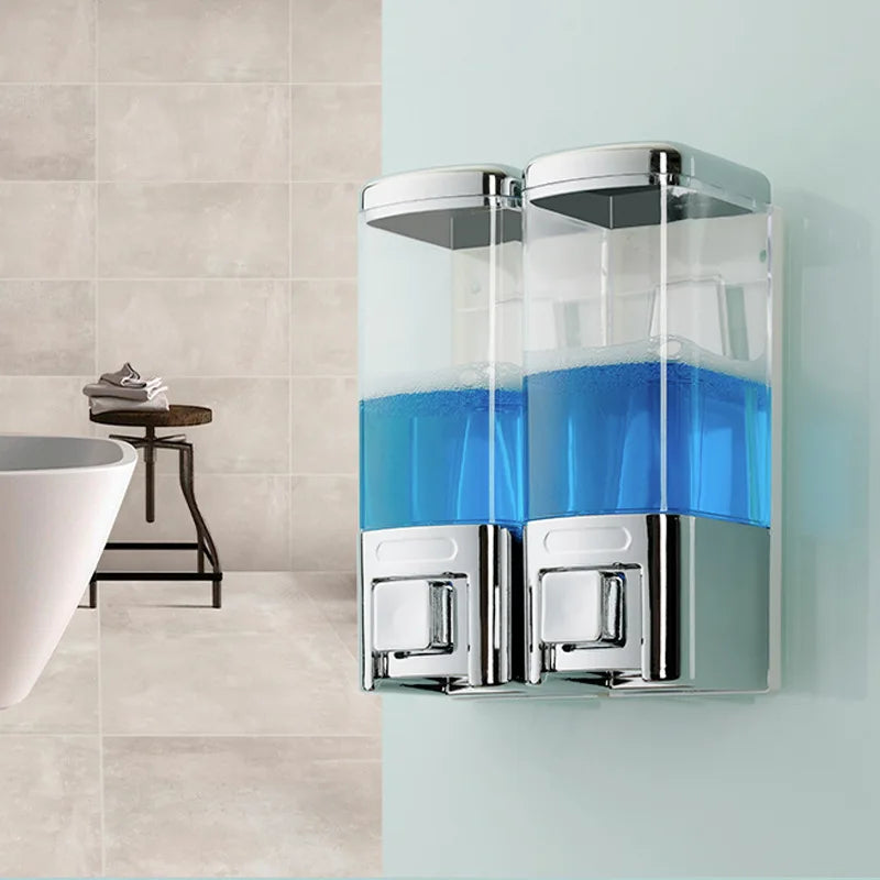 480ml Bathroom Manually Press Liquid Single/double Grid Manual Soap Dispenser Wall-mounted Soap Bottle Press Soap Dispenser