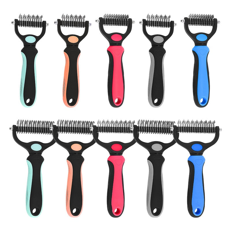 Pet Fur Knot Cutter Dog Hair Remover Comb Cat Grooming Shedding Tools Double Sided Brush Long Curly Hair Cleaner Pets Products