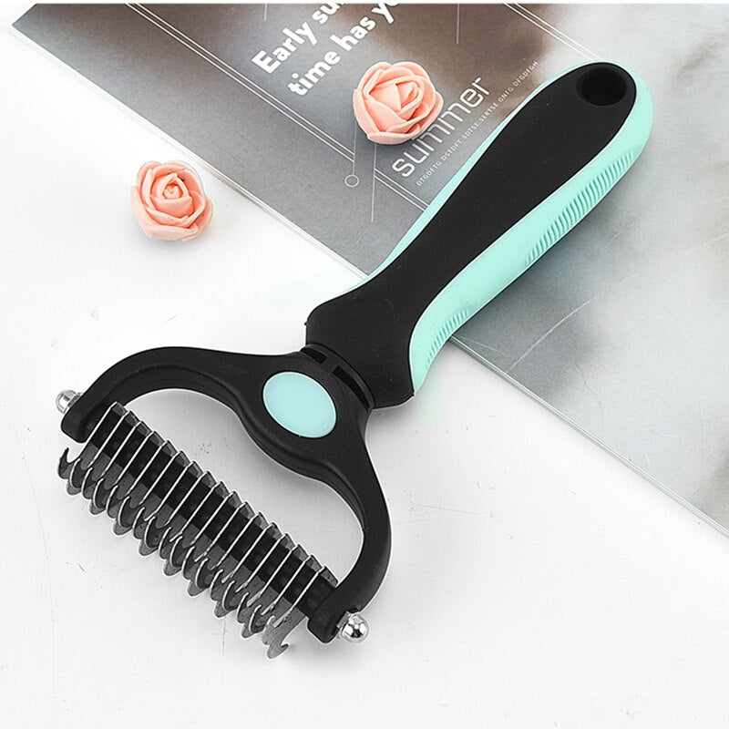 Pet Fur Knot Cutter Dog Hair Remover Comb Cat Grooming Shedding Tools Double Sided Brush Long Curly Hair Cleaner Pets Products